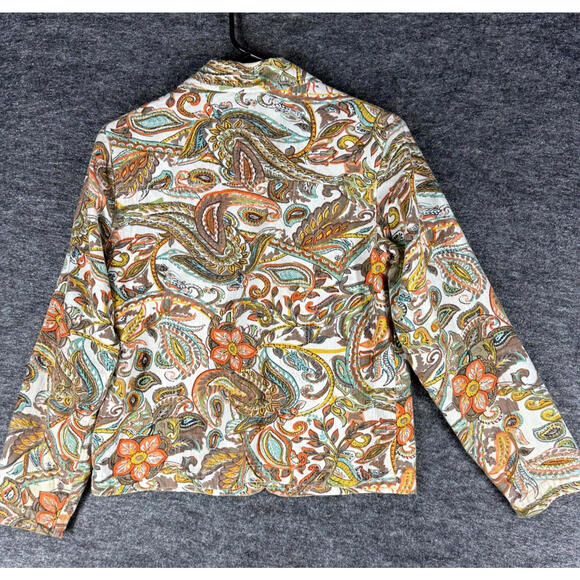 Keren Hart Jacket Women S Small White Floral Button Up Collared Long Sleeve - Picture 2 of 6